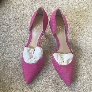 Vince Camuto Pink Suede Snakeskin Heels